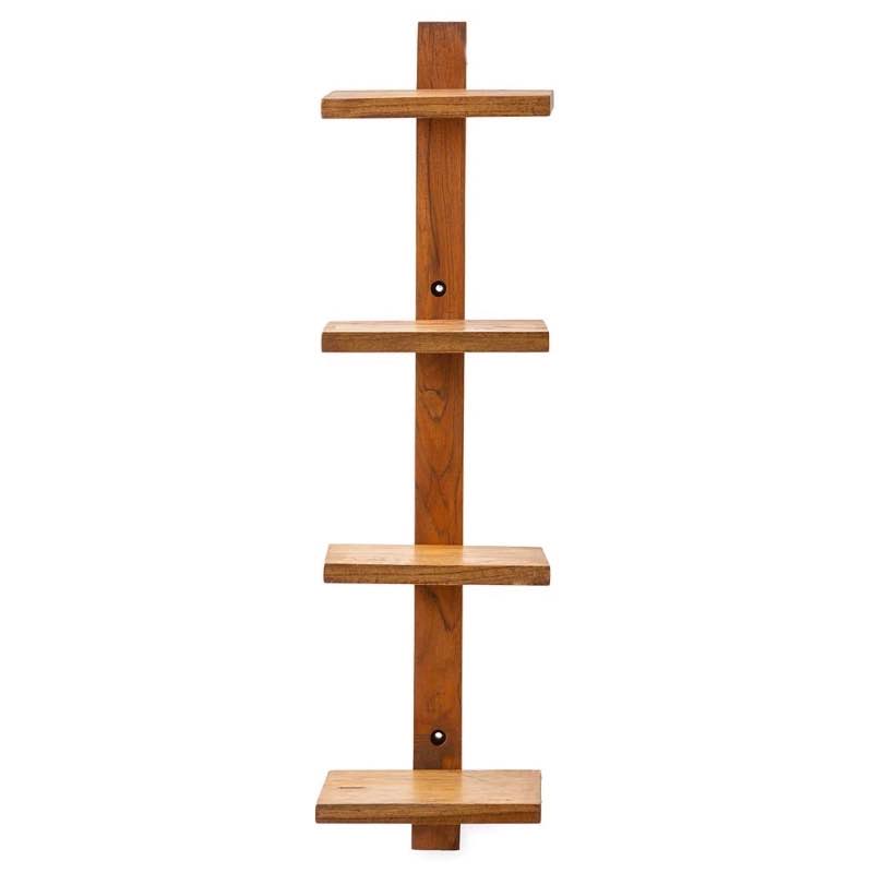 Floating Vertical Wall Shelf, 4-Shelf - Walnut